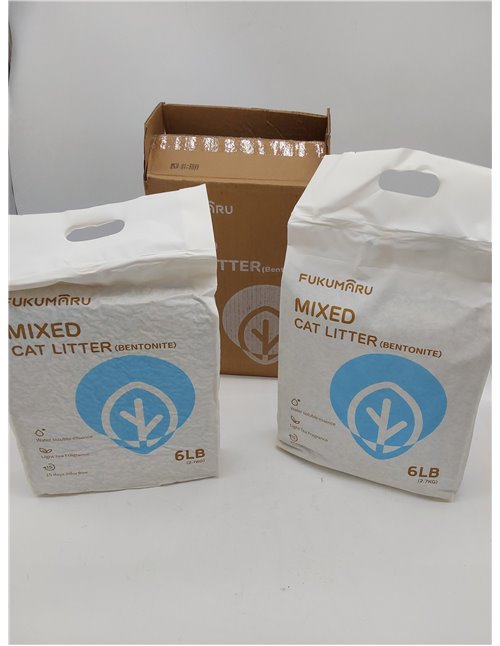 FUKUMARU Arena de Tofu para Gatos 5.4kg - Arena aglomerante para Gatos, Tofu y Bentonita para Gatos, Libre de Polvo y fácil de a