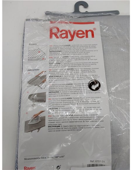 Rayen | Funda universal para tabla de planchar Fácil ajuste con clip| 2 capas: espuma y tejido 100% algodón | Calidad aluminio |
