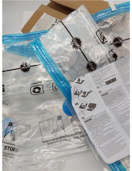 Amazon Basics Paquete de 5 bolsas de vacío para almacenamiento, incluyen boca para aspirador, con cremallera, tamaño mediano, Tr