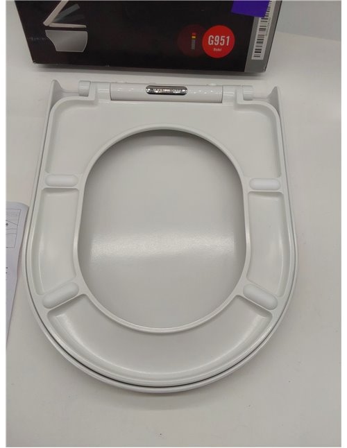 GRIFEMA G951 - Tapa WC, Asiento de Inodoro de Cierre Suave en Forma de D con Liberación Rápida para una Fácil Limpieza, Blanco, 