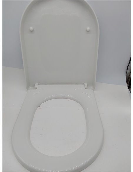 Himimi Tapa WC Universal, Asiento para Inodoro, Asiento de Inodoro en Forma de D, Tapas de Water Cierre Suave Lento, Bisagras Aj