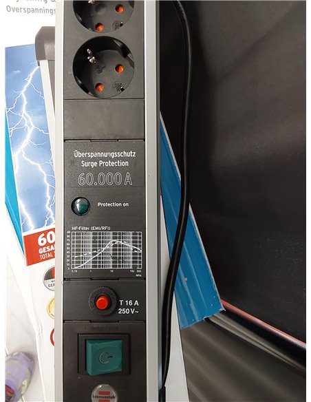 Brennenstuhl Premium-Protect-Line regleta enchufes de 8 Tomas con protección sobretensión (Cable de 3m, Interruptor, protección 