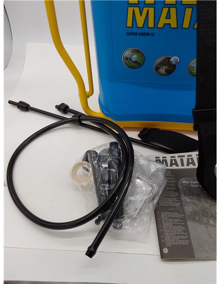 Matabi - Pulverizador a Presión Manual - Sulfatadora 12L - Lanza de Fibra y Boquilla Resistente - Fumigadora con Regulador de Pr