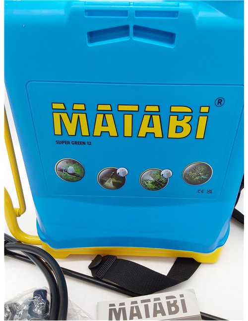 Matabi - Pulverizador a Presión Manual - Sulfatadora 12L - Lanza de Fibra y Boquilla Resistente - Fumigadora con Regulador de Pr