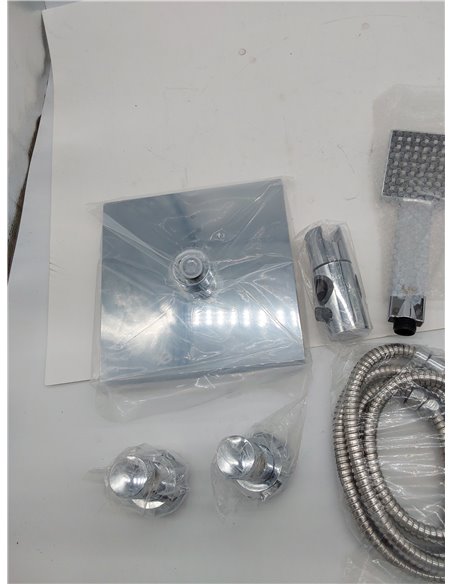 DP GRIFERIA Set de Ducha Cuadrado Modelo RY-S002, Lluvia, Plata