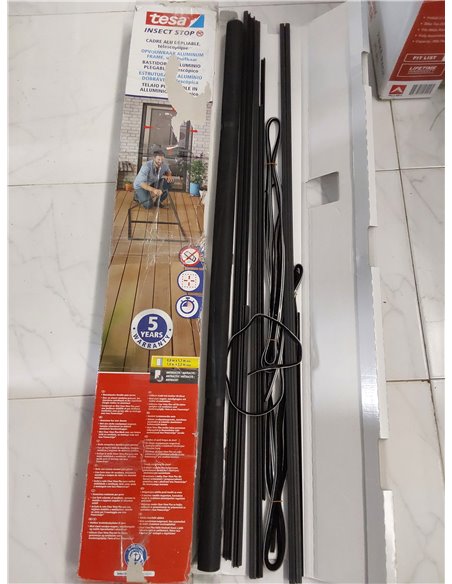 tesa Insect Stop FALT - Malla mosquitera para puertas con marco de aluminio plegable - Marco telescópico ajustable - Gris antrac