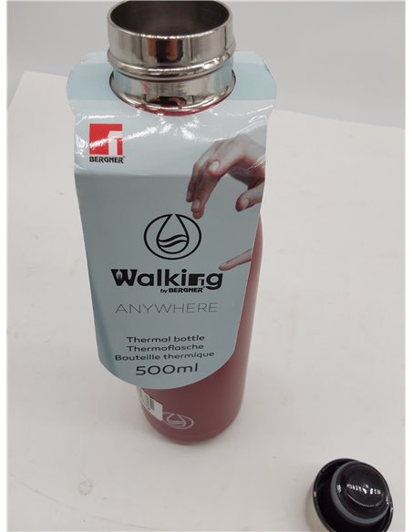 Bergner Go Lovers Botella Termo Cola 500ml Acero Inoxidable Rosa Walking Anywhere, Rojo und Negro, 500 ml