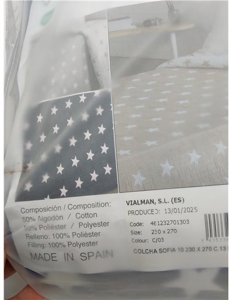 VIALMAN Colcha Bouti Ligera Sofia 10 para Cama de Matrimonio de 135 cm | Colcha Cama 135 | Tamaño Colcha 230 X 270 cm, Color Mar