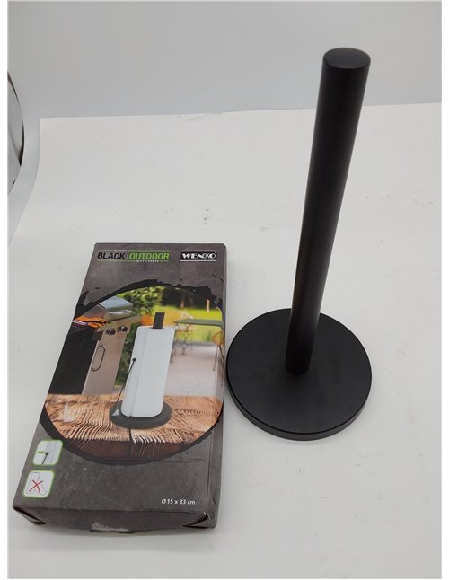 Wenko Portarrollos de cocina Clayton, soporte independiente de color negro para rollos de cocina comunes, metal recubierto de po