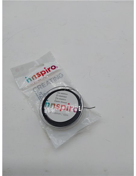 INNSPIRO 15945 - Hilo elástico Negro 0,6mm. 10m. Pequeño 