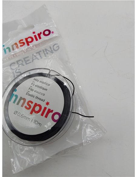 INNSPIRO 15945 - Hilo elástico Negro 0,6mm. 10m. Pequeño 