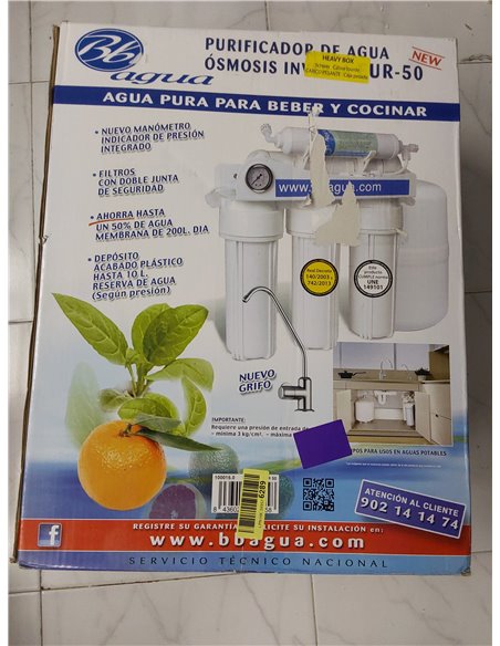 EUR-50 Equipo de Osmosis Inversa de 5 Etapas para uso doméstico. Incluye filtro, membrana y postfiltro. Obtenga agua de minerali