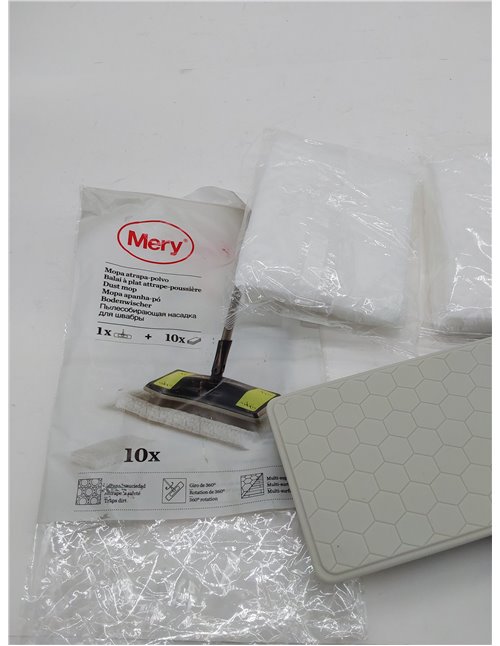 Mery | Mopa Atrapa Polvo | 10 Recambios | Multi Superficies | Gris, Lima y Blanco | Medida Gamuzas: 29,5x21,50 cm | Medidas Mopa