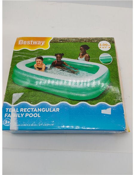 Bestway 54005 Piscina familiar inflable transparente, 200 x 146 x 48 cm, color verde 