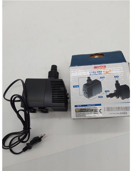 Amtra Stream - Bomba Sumergible Para Acuario, Silenciosa, Con Caudal De Agua Regulable, 1300 L/H - 13,0 W 