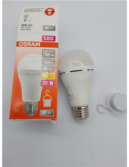 OSRAM lámpara LED de camping con batería recargable integrada, tan brillante como las lámparas tradicionales de 60W, luz blanca 