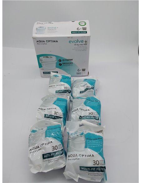 Cartucho de filtro de agua Aqua Optima - Evolve+ paquete de 6 (suministro para 6 meses), sistema de filtración en 5 etapas que r