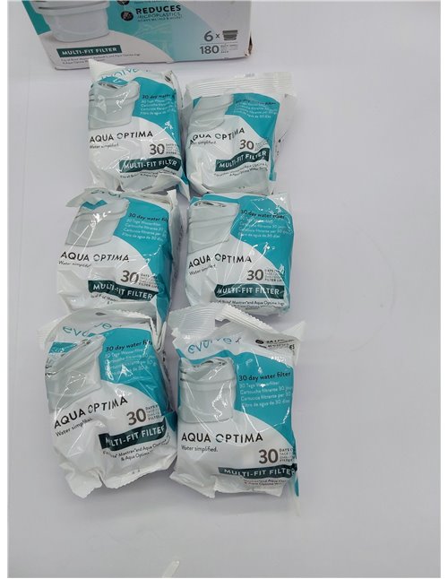 Cartucho de filtro de agua Aqua Optima - Evolve+ paquete de 6 (suministro para 6 meses), sistema de filtración en 5 etapas que r