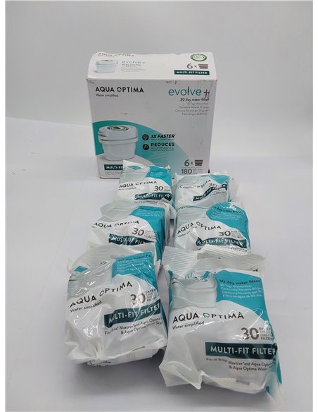 Cartucho de filtro de agua Aqua Optima - Evolve+ paquete de 6 (suministro para 6 meses), sistema de filtración en 5 etapas que r