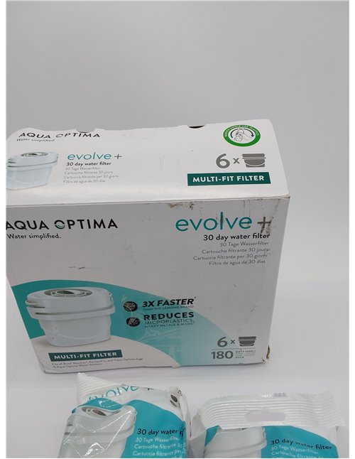 Cartucho de filtro de agua Aqua Optima - Evolve+ paquete de 6 (suministro para 6 meses), sistema de filtración en 5 etapas que r