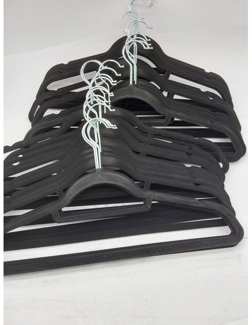 PORTENTUM Perchas de Terciopelo, Set de 30, Negro. Soporte Accesorios, Gancho Giratorio 360º, Ahorra Espacio, Muescas para Vesti