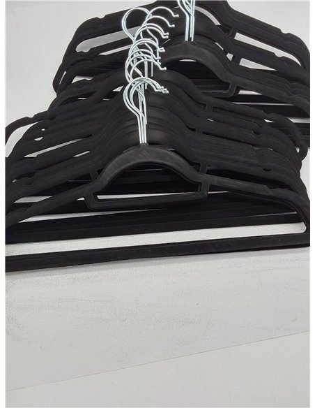 PORTENTUM Perchas de Terciopelo, Set de 30, Negro. Soporte Accesorios, Gancho Giratorio 360º, Ahorra Espacio, Muescas para Vesti