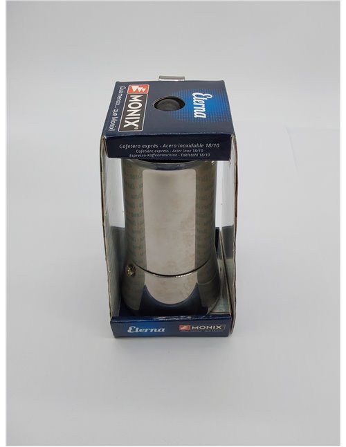 Monix Eterna Cafetera Italiana 18/10, Apta para Todo Tipo de cocinas, Incluida inducción, Color Acero Inoxidable, 4 Tazas 
