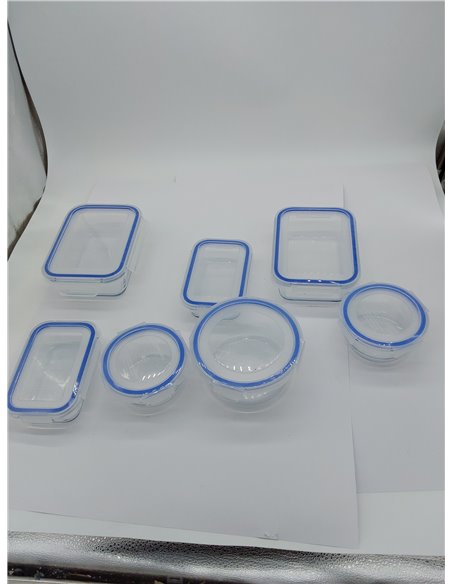Amazon Basics Recipientes de Cristal para Almacenar Alimentos con Tapa a Prueba de Fugas, Juego de 14 piezas, 7 Bases y 7 Tapas 