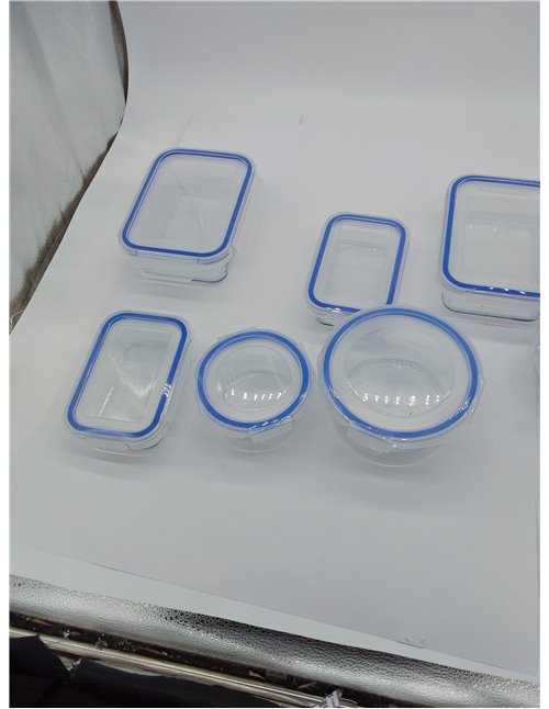 Amazon Basics Recipientes de Cristal para Almacenar Alimentos con Tapa a Prueba de Fugas, Juego de 14 piezas, 7 Bases y 7 Tapas 