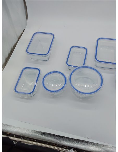 Amazon Basics Recipientes de Cristal para Almacenar Alimentos con Tapa a Prueba de Fugas, Juego de 14 piezas, 7 Bases y 7 Tapas 