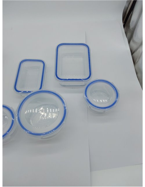 Amazon Basics Recipientes de Cristal para Almacenar Alimentos con Tapa a Prueba de Fugas, Juego de 14 piezas, 7 Bases y 7 Tapas 
