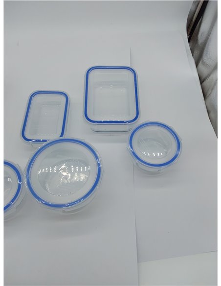 Amazon Basics Recipientes de Cristal para Almacenar Alimentos con Tapa a Prueba de Fugas, Juego de 14 piezas, 7 Bases y 7 Tapas 