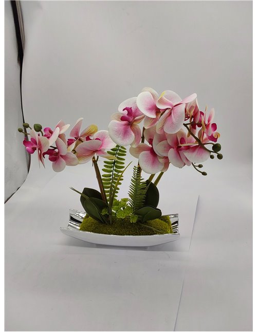 Bonsái de orquídea artificial en maceta para centro de mesa, sala de estar, decoración del hogar, etc., flores Phalaenopsis arti