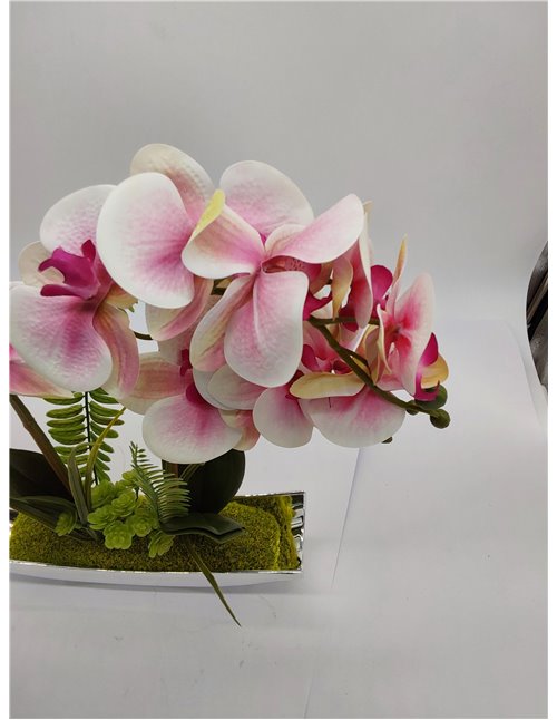 Bonsái de orquídea artificial en maceta para centro de mesa, sala de estar, decoración del hogar, etc., flores Phalaenopsis arti