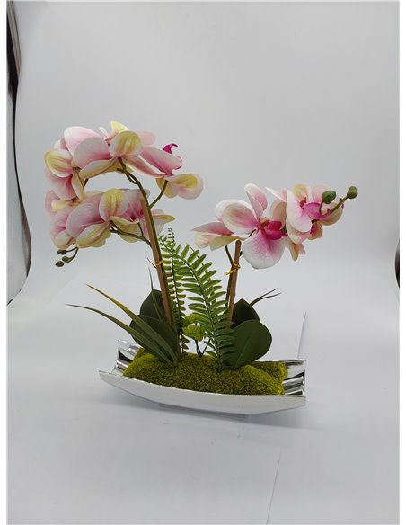Bonsái de orquídea artificial en maceta para centro de mesa, sala de estar, decoración del hogar, etc., flores Phalaenopsis arti