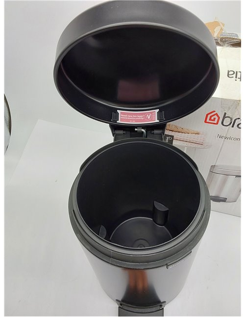 Brabantia Cubo de basura con pedal, Negro Mate, 3 l 