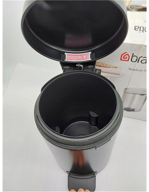 Brabantia Cubo de basura con pedal, Negro Mate, 3 l 