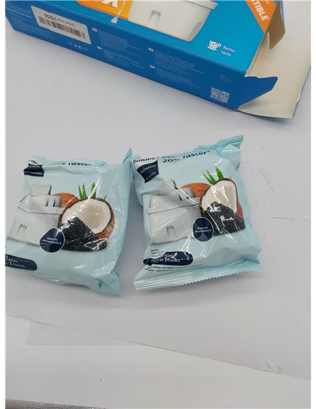 Philips Water Cartuchos de filtro de agua de repuesto Filtración Avanzada, pack de 3 filtros, compatible con Brita, reduce los M