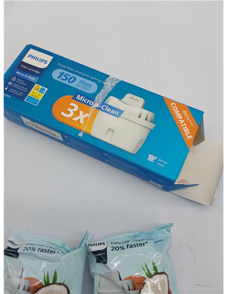 Philips Water Cartuchos de filtro de agua de repuesto Filtración Avanzada, pack de 3 filtros, compatible con Brita, reduce los M