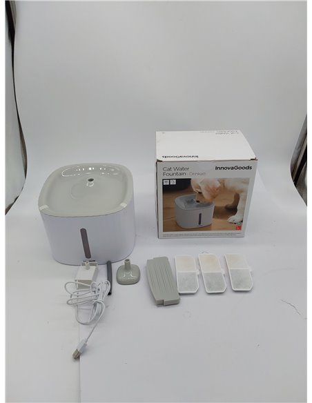InnovaGoods® Fuente para Gatos silenciosa DRINKATT, Bebedero Gatos con 3 Tipos de Flujo, Capacidad 3L, caudal de Agua hasta 100 