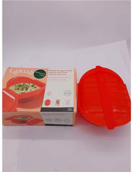 Lékué Estuche Vapor hondo, silicona platino Rojo, 3-4 personas
