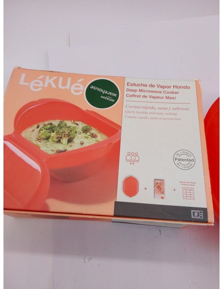 Lékué Estuche Vapor hondo, silicona platino Rojo, 3-4 personas