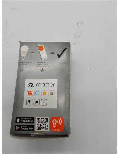 LEDVANCE Lámpara LED SMART+ MATTER, aspecto esmerilado, 14W, 1521 lm, forma clásica con casquillo E27, función RGBW y luz blanca