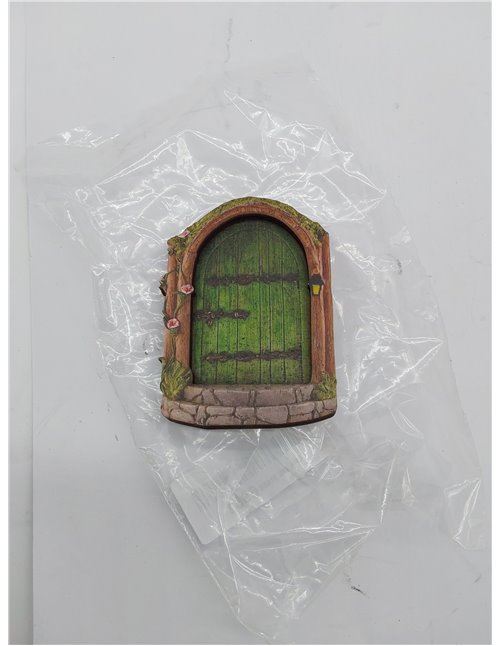 Puerta de hadas de madera verde, miniatura, miniatura de enano de hadas, accesorios para el hogar para tronco de árbol, adornos,