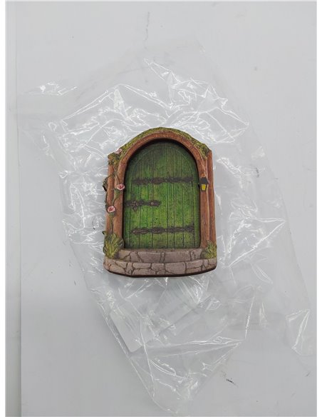 Puerta de hadas de madera verde, miniatura, miniatura de enano de hadas, accesorios para el hogar para tronco de árbol, adornos,
