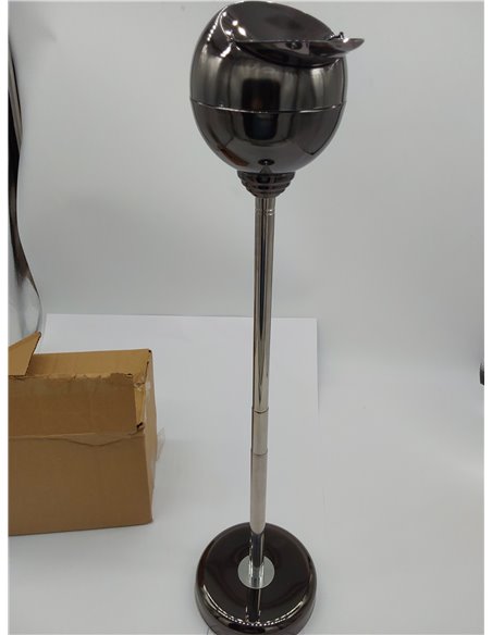 Kare Cenicero Esférico con Solapa Plegable, Metallic Black, 13 x 13 x 72 cm, Metal, Plata Oscura