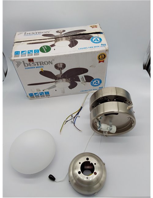 Bestron Ventilador de techo con iluminación, 3 niveles de velocidad y gran envergadura de 75 cm de diámetro, incluye función ver
