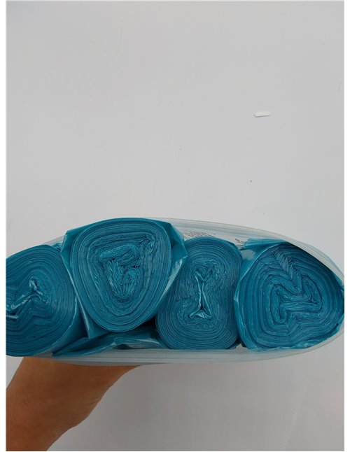 60 bolsas de basura de 55 x 65 cm, color azul, perfume talco, 40 litros, antiolores con asas para tirar y cerrar, bolsas de basu
