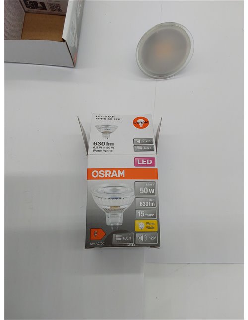 OSRAM MR16 - Bombillas reflectoras LED de bajo voltaje (casquillo retrofit, 50 W de repuesto, GU5.3, 2700 K, cristal, 6 unidades