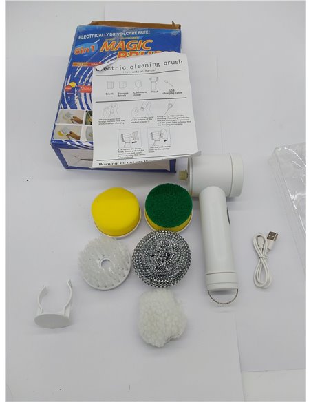 Cepillo de limpieza eléctrico, fregador giratorio eléctrico con 5 cabezales de cepillo, kit de limpieza automático para bañera d
